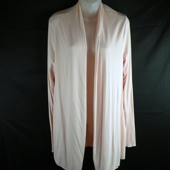 PJ Harlow Amelia Ribbed Open Front Pink Cardigan Sweater M - Picture 2 of 5